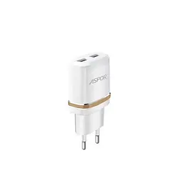 Мережевий зарядний пристрій Aspor A828 Eco 2USB/2.4A + кабель USB – Lightning- білий - мініатюра 3