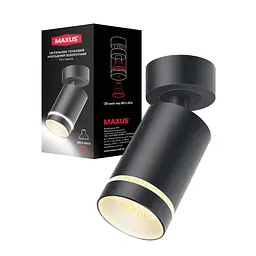 Світильник точковий накладний поворотний без лампи MAX-SD-GU10-BL MAXUS Surface Downlight Base MR16 GU10 Black