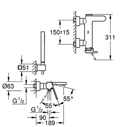 Змішувач для вани Grohe Plus 33547003, Хром - мініатюра 2