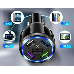 Автомобильное зарядное устройство DK 5USB Quick Charge 3.0 75W (BK-359) black - мініатюра 8