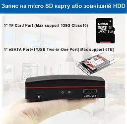 Мини NVR відеореєстратор мережевий на 8 камер із записом на SD картку пам'яті до 128 Гб Enster HS-NVR-2608MN (101212) - мініатюра 6