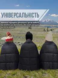 Пухова ковдра похідна 200 х 140см, в чохлі, Водонепроникна ковдра для кемпінгу, Ковдра туристична, Чорна (1810246929) - мініатюра 3
