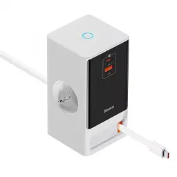 МЗП Baseus Power Combo Digital Power Strip SVs 65W 2AC + 1 USB + 1Type-C with Retractable Type-C Cable PSLR000602 White - мініатюра 3
