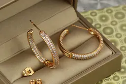 Сережки Xuping Jewelry кільця з дрібними каменями 2,9 см золотисті - мініатюра 4