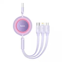 Кабель Baseus Bright Mirror 2 Series Retractable 3-in-1 Cable USB to MicroUSB+Lightning+Type-C 66W 1.1m CAMJ010105 Purple