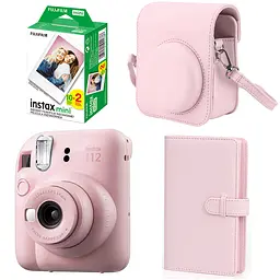 Набор камера Fujifilm Instax Mini 12, Фотобумага 20шт, Чехол, Фотоальбом 108 фото Розовый