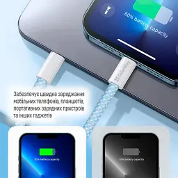 Дата кабель USB-C to Lightning 1.0m 27W blue ColorWay (CW-CBPDCL061-BL) - мініатюра 12