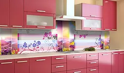 Вініловий кухонний фартух Райдужні Гори Візерунки наклейка для кухні ПВХ Абстракція Рожевий Happy Pocket Z181753 - мініатюра 2