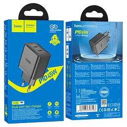 СЗУ HOCO N35, 2xUSB-C, PD45W, Black, Box - мініатюра 4