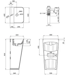 Комплект Qtap Tern: Раковина підлогова моноблок 440х380х830 мм White + Донний клапан PU02O (QT1711G302WN47320) - мініатюра 8