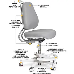Дитяче крісло Evo-Kids Mio Ergo Lite Grey (Y-507 Lite G) - мініатюра 2