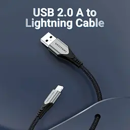 Кабель Vention USB AM – Lightning, 1 м, Black teh0028534 - миниатюра 2
