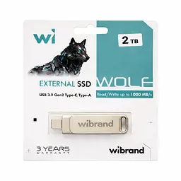 Портативний SSD Wibrand Wolf 2TB USB 3.2 Gen.2 Type-C/Type-A Read/Write 1000MB/s Silver (WIEXSSD/WO2TB) - мініатюра 2