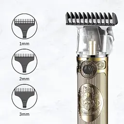 Професійний бездротовий тример для волосся VGR Professional Hair акумуляторний, з LED дисплеєм, 2000 mAh USB, Золотистий - мініатюра 4