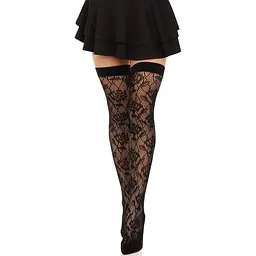 Панчохи Leg Avenue Wild rose net thigh highs One Size - мініатюра 4