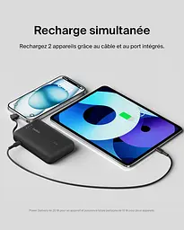 Belkin Акумулятор портативний літій-іонний Power Bank 10000мА·год, 20Вт, з інтегрованим кабелем USB-C, чорний - мініатюра 7
