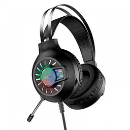Навушники накладні Hoco ESD04 ігрові з LED підсвічуванням Jack 3.5, 2м, black pink - мініатюра 3