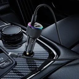 Автомобільний зарядний пристрій Hoco NZ17 USB/2 Type-C PD 75W чорний + кабель Type-C to Type-C - мініатюра 2