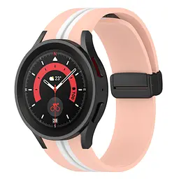 Браслет Samsung Galaxy Watch 6 Classic 43mm 6 Classic 47mm - рожево-білий ширина кріплення 20мм силікон Watchbands Cls-line-black (W35-943242342) - мініатюра 2