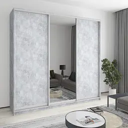 Шафа-купе тридверна MebelStar Уні AL 2ДСП/Дзеркало 250x45x240 см Бетон (MBS-1963)
