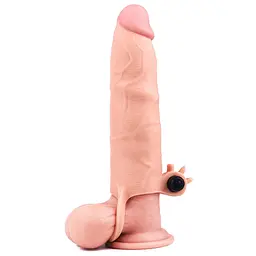 Насадка на пеніс Lovetoy Pleasure X-Tender Flesh Add 3" 20 см тілесний - мініатюра 3