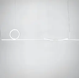 Видовжена підвісна люстра у білому каркасі Line.F Довжина 90 см