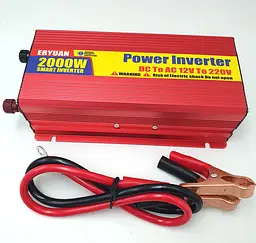 Автоінвертор 12 V-220 V перетворювач напруги з USB-портом 2000 W модифікована синусоїда Eryuan 12 V-220 V 2000 Вт - мініатюра 1