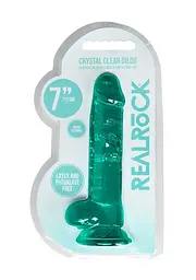 Фалоімітатор RealRock Realistic With Balls 7", 19 см (зелений) - мініатюра 7