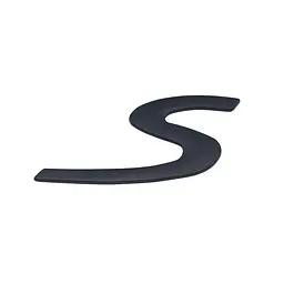 Емблема напис S для Porsche чорна матова 90х39 мм пластик (на скотчі)