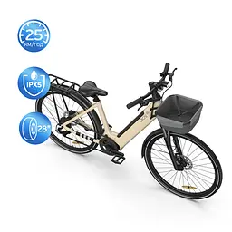 Електровелосипед OKAI EB10 Beige 28', 250(500)W, 14. 4Ah, 100km, 25km\h, NFC, App, 29kg - мініатюра 3