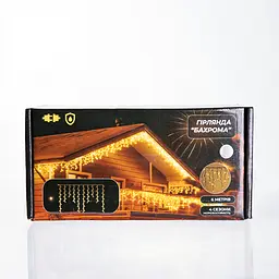 Новорічна гірлянда вулична Бахрома GarlandoPro 6 м 105 LED чорний провід Біле світло 6МBW - мініатюра 6