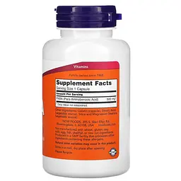 Вітаміни та мінерали NOW PABA 500 mg, 100 капсул - мініатюра 2