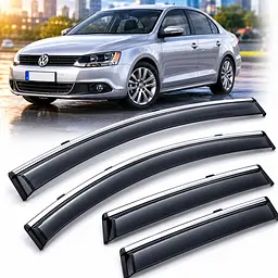 Дефлектори вікон вітровики Benke для Volkswagen Jetta VI 2010-2018 Хром Молдинг З Нержавіючої сталі 3D (BVWST1223-W/S)