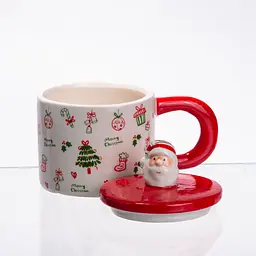 Новорічна порцелянова чашка з кришкою Merry Christmas для чаю та кави 350 мл Yiwu CR-1-20 - мініатюра 5