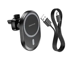 Автомобільний тримач для телефону з бездротовою зарядкою Borofone BH201 MagSafe 5W-15W - мініатюра 4