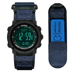 Наручний годинник чоловічий 036 Nylon Black-Blue Awarder acs0031932