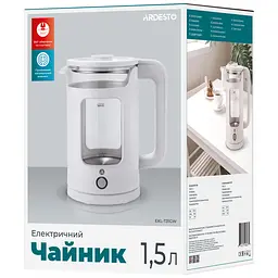 Електрочайник Ardesto 1.5 л скло+пластик білий teh0026178 - мініатюра 8
