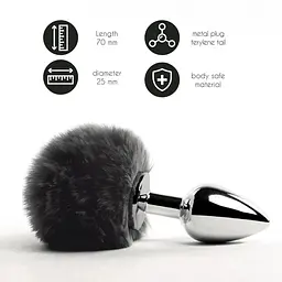 Анальна пробка FeelzToys Bunny Tails Butt Plug Black - мініатюра 2