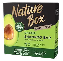 Твердий шампунь Nature Box для відновлення волосся, з олією авокадо холодного віджиму, 85 г