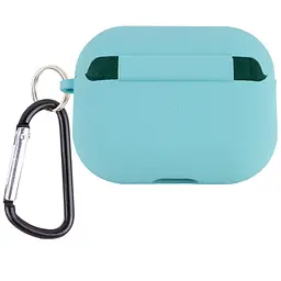 Силіконовий футляр з мікрофіброю для навушників Airpods Pro Бірюзовий / Marine Green - мініатюра 2