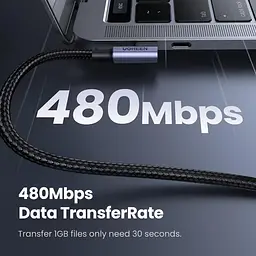 Кабель Ugreen US334 USB-C to USB-C 2.0 100W 5A алюмінієвий 2 м Чорний (70645) - мініатюра 7