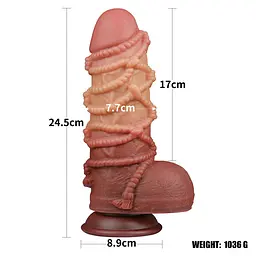 Фалоімітатор Dual-Layered Silicone Nature Cock 9.5, коричневий LOVETOYS 66-LV411072 103589 - мініатюра 4