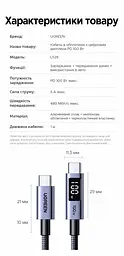 Кабель UGREEN L529 USB-C - USB-C PD 100 Вт з дисплеєм 2 м чорно-сірий (65863) - мініатюра 15