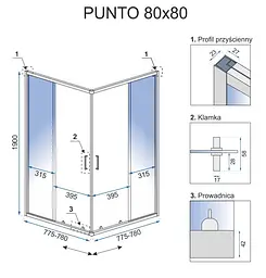 Душова кабіна Rea Punto 80x80 black REA-K4800, Чорний, Універсальна, прозорий - мініатюра 7