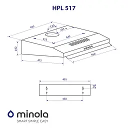 Витяжка плоска MINOLA HPL 517 WH - мініатюра 11