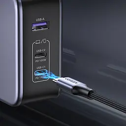 Зарядний пристрій 3xUSB 140W 2хUSB-C+USB-A Gan CD289 with C to C Cable 1.5 м Gray Ugreen - мініатюра 8