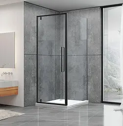 Душова кабіна Dusel DL198B + DL196B Black Matt 900x900x1900, Чорний матовий, Універсальна, прозрачний, Чорний матовий