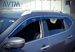 Дефлектори вікон вітровики для Nissan Qashqai 2014- з хром молдингом