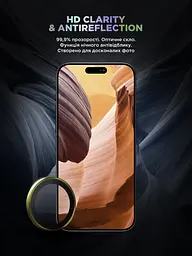 Захисне скло для камери Apple iPhone 15/15 Plus, Supreme BI, жовтий колір, з рамкою, глянцеве скло для захисту лінз, протиударне, прозоре, з клейовим шаром по контуру, не впливає на якість фото, ArmorStandart (ARM76587) - мініатюра 4