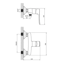 Змішувач для душу хром Rj Slip RBZ090-5, Хром - мініатюра 2